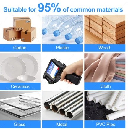 Printer Handheld Inkjet Portable Printe-r – With USB Flash Disk, 42ml Fast-Dry Ink, Positioning Plate & Touch Pen for Expiry/Manufaturing Date, Batch Number, Barcode & Logo on Plastic, Wood, Metal, Stone, Glass, Cloth and Carton - Image 2