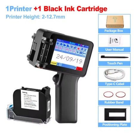 Printer Handheld Inkjet Portable Printe-r – With USB Flash Disk, 42ml Fast-Dry Ink, Positioning Plate & Touch Pen for Expiry/Manufaturing Date, Batch Number, Barcode & Logo on Plastic, Wood, Metal, Stone, Glass, Cloth and Carton - Image 5